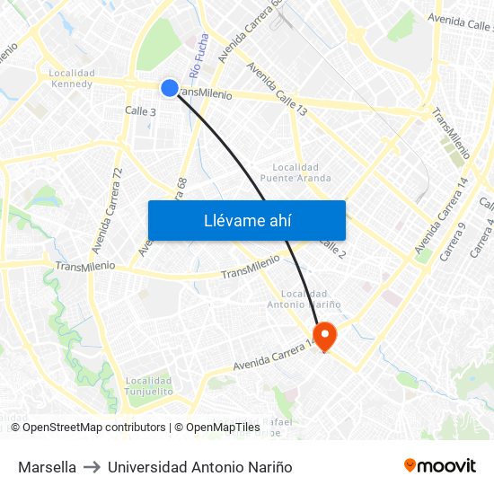 Marsella to Universidad Antonio Nariño map