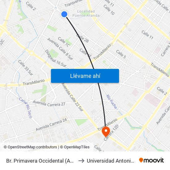 Br. Primavera Occidental (Ac 3 - Kr 41) to Universidad Antonio Nariño map