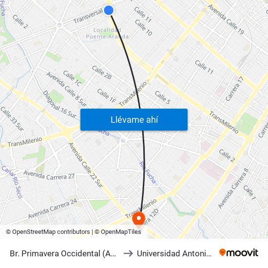 Br. Primavera Occidental (Ac 6 - Kr 41) to Universidad Antonio Nariño map