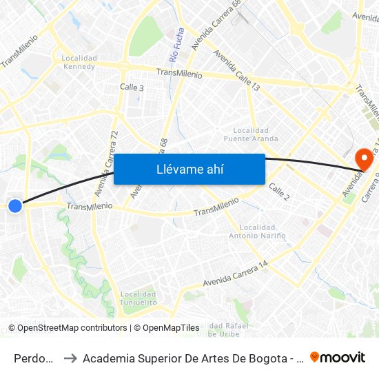 Perdomo to Academia Superior De Artes De Bogota - Asab map