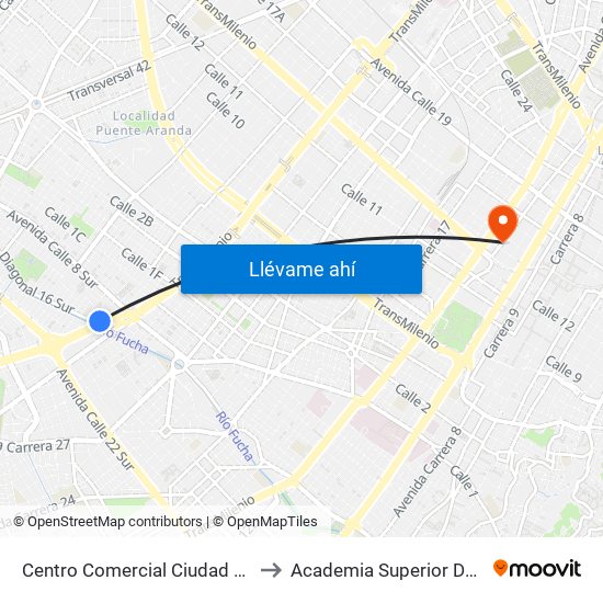 Centro Comercial Ciudad Montes (Auto Sur - Cl 11 Sur) to Academia Superior De Artes De Bogota - Asab map