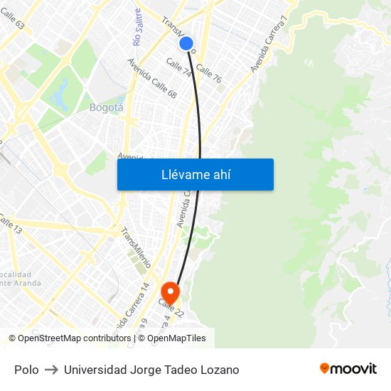 Polo to Universidad Jorge Tadeo Lozano map