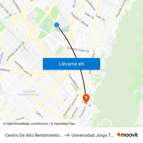 Centro De Alto Rendimiento (Ac 63 - Ak 60) to Universidad Jorge Tadeo Lozano map