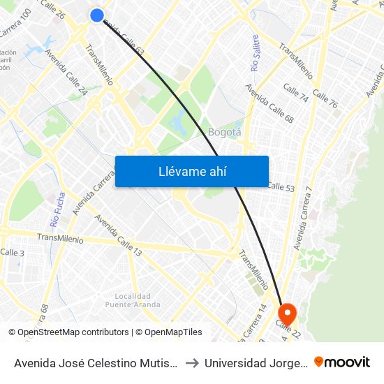 Avenida José Celestino Mutis (Av. C. De Cali - Ac 63) to Universidad Jorge Tadeo Lozano map