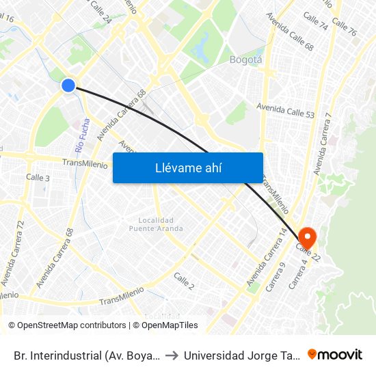 Br. Interindustrial (Av. Boyacá - Cl 13) (A) to Universidad Jorge Tadeo Lozano map