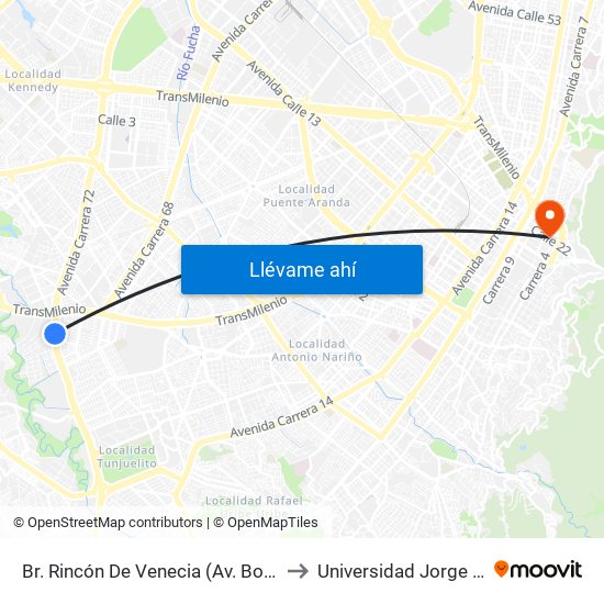 Br. Rincón De Venecia (Av. Boyacá - Cl 49b Sur) (A) to Universidad Jorge Tadeo Lozano map