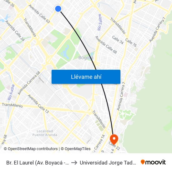 Br. El Laurel (Av. Boyacá - Cl 67) (A) to Universidad Jorge Tadeo Lozano map