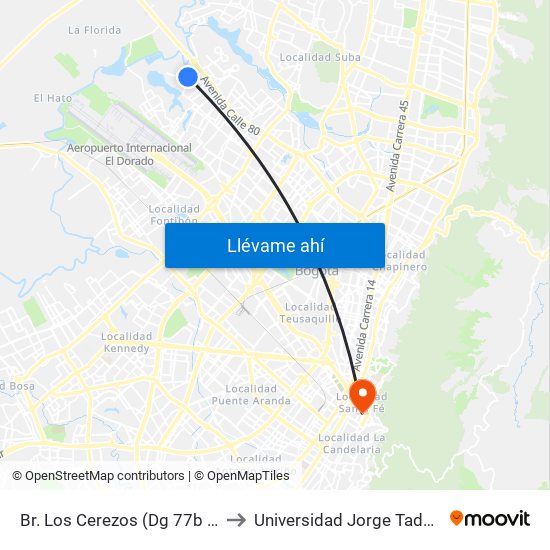 Br. Los Cerezos (Dg 77b - Kr 119a) to Universidad Jorge Tadeo Lozano map