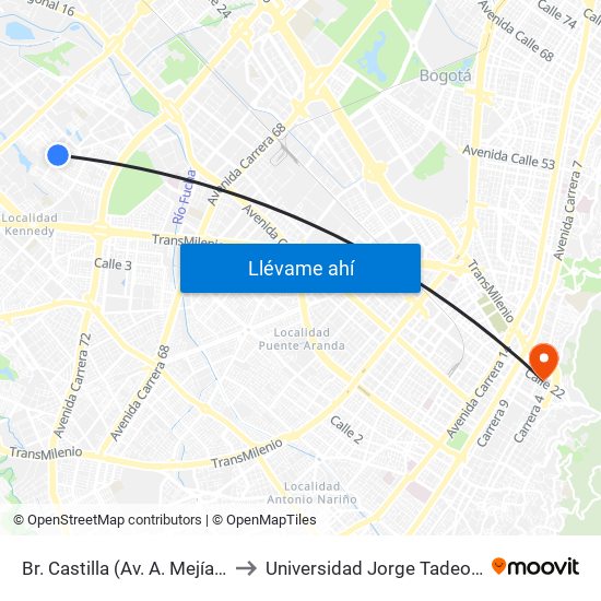 Br. Castilla (Av. A. Mejía - Cl 8c) to Universidad Jorge Tadeo Lozano map