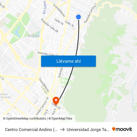 Centro Comercial Andino (Ac 82 - Kr 12) to Universidad Jorge Tadeo Lozano map