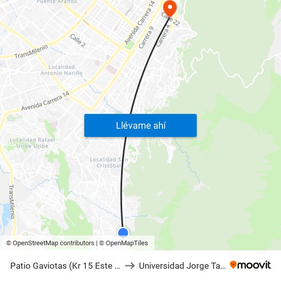 Patio Gaviotas (Kr 15 Este - Cl 48 Sur) (B) to Universidad Jorge Tadeo Lozano map