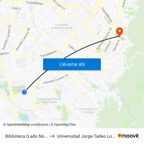 Biblioteca (Lado Norte) to Universidad Jorge Tadeo Lozano map