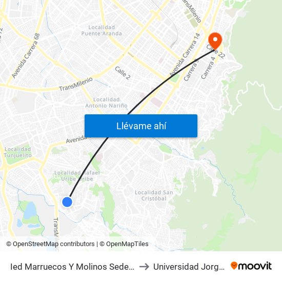 Ied Marruecos Y Molinos Sede A (Cl 49b Bis Sur - Kr 5y) to Universidad Jorge Tadeo Lozano map