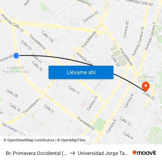 Br. Primavera Occidental (Ac 6 - Kr 41) to Universidad Jorge Tadeo Lozano map