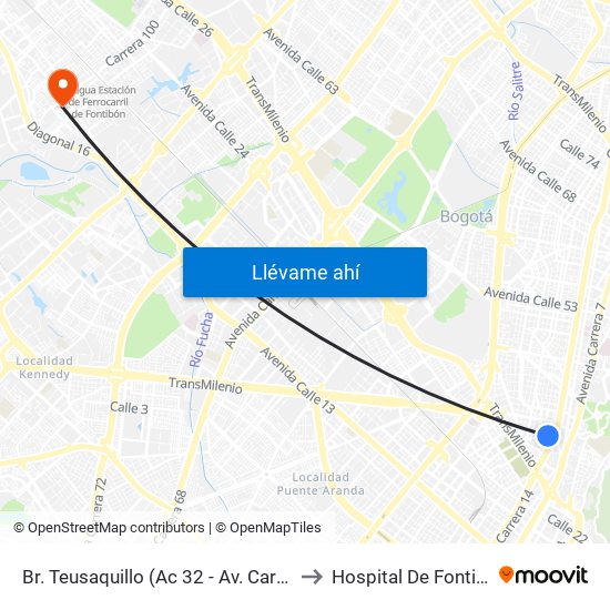 Br. Teusaquillo (Ac 32 - Av. Caracas) to Hospital De Fontibón map