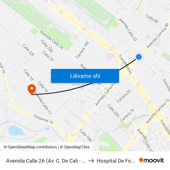 Avenida Calle 26 (Av. C. De Cali - Cl 51) (A) to Hospital De Fontibón map