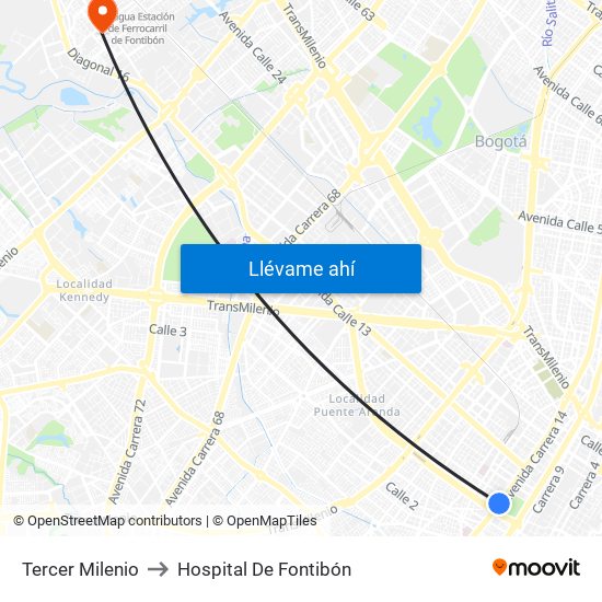 Tercer Milenio to Hospital De Fontibón map