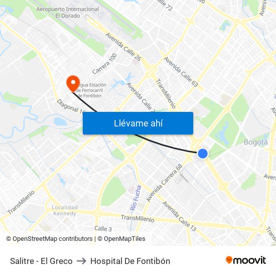 Salitre - El Greco to Hospital De Fontibón map