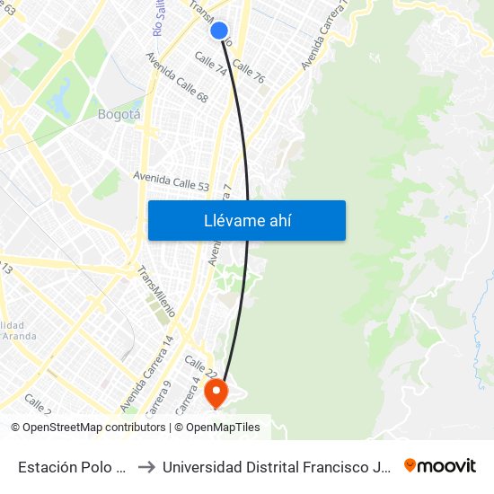 Estación Polo (Ac 80 - Kr 27) to Universidad Distrital Francisco José De Caldas - Sede Vivero map