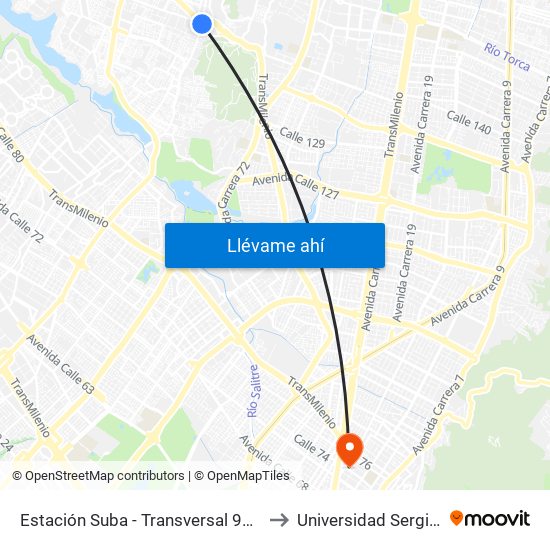 Estación Suba - Transversal 91 (Ak 91 - Ac 145) to Universidad Sergio Arboleda map