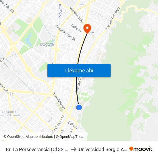 Br. La Perseverancia (Cl 32 - Kr 4 Bis) to Universidad Sergio Arboleda map