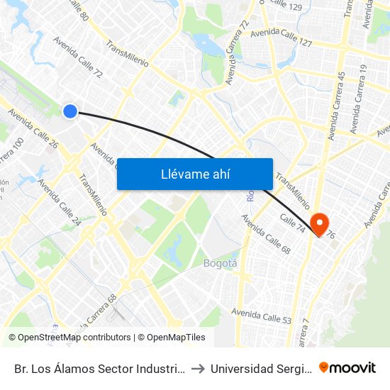 Br. Los Álamos Sector Industrial (Ac 63 - Ak 96) to Universidad Sergio Arboleda map