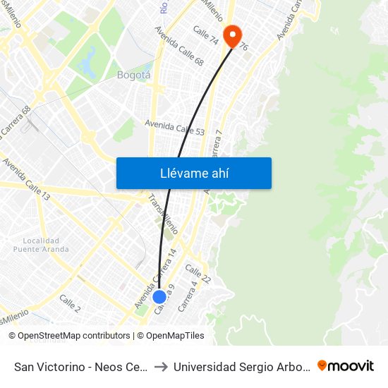 San Victorino - Neos Centro to Universidad Sergio Arboleda map