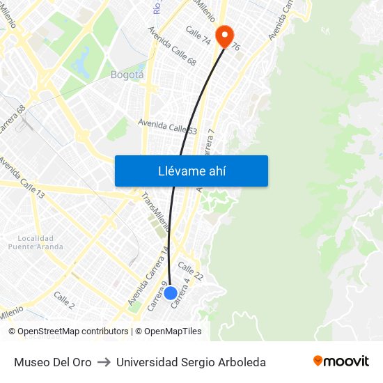Museo Del Oro to Universidad Sergio Arboleda map