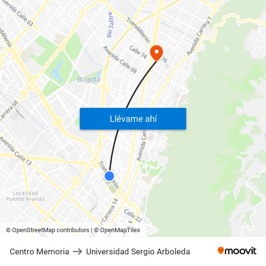 Centro Memoria to Universidad Sergio Arboleda map