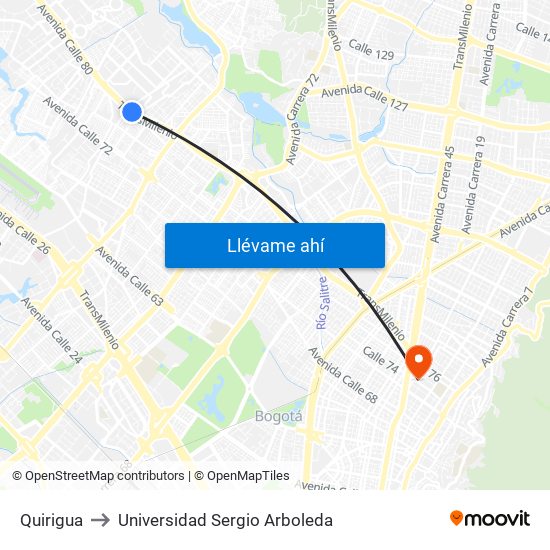 Quirigua to Universidad Sergio Arboleda map