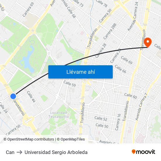 Can to Universidad Sergio Arboleda map