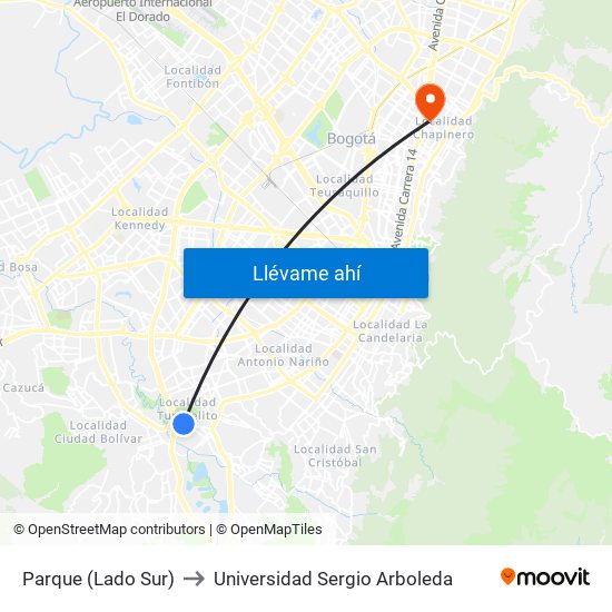 Parque (Lado Sur) to Universidad Sergio Arboleda map