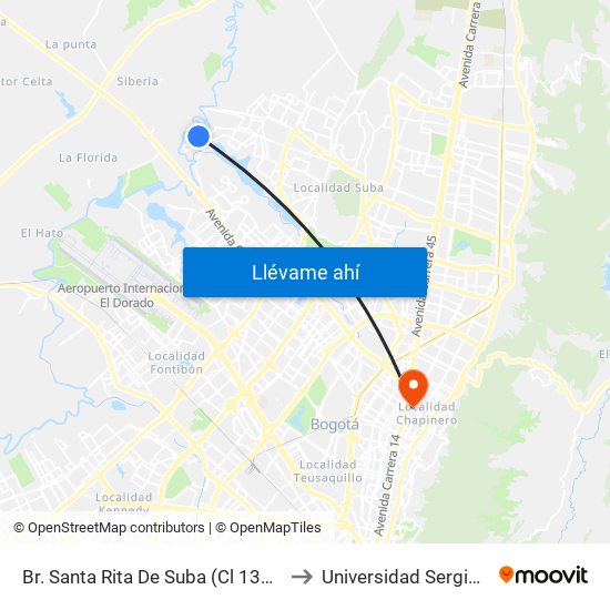 Br. Santa Rita De Suba (Cl 138 - Kr 154a Bis) to Universidad Sergio Arboleda map