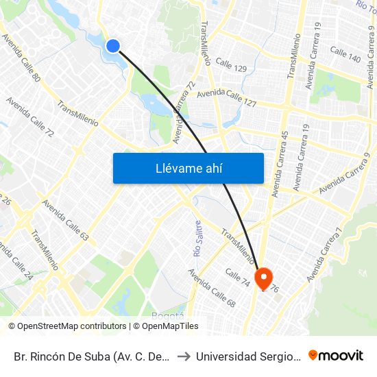 Br. Rincón De Suba (Av. C. De Cali - Kr 95a) to Universidad Sergio Arboleda map