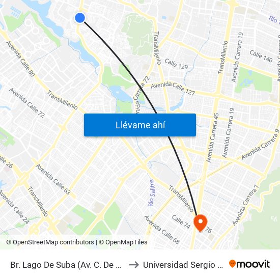 Br. Lago De Suba (Av. C. De Cali - Cl 130) to Universidad Sergio Arboleda map