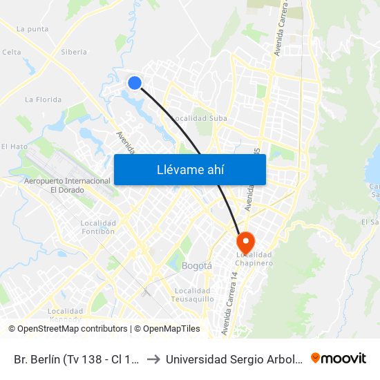 Br. Berlín (Tv 138 - Cl 137) to Universidad Sergio Arboleda map