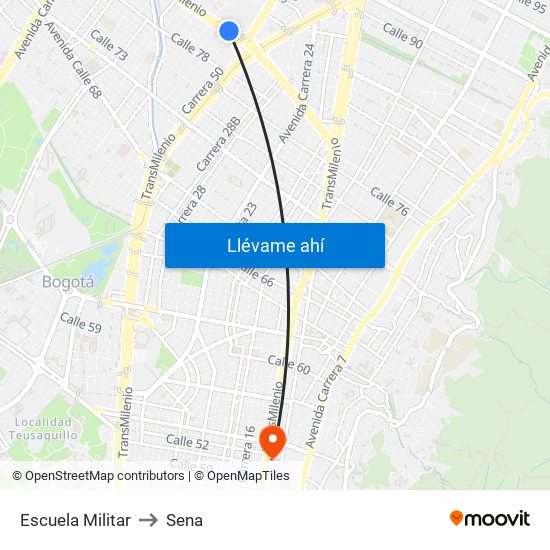 Escuela Militar to Sena map