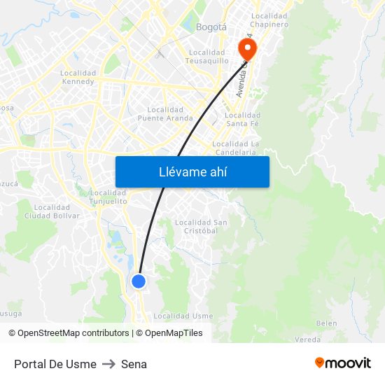 Portal De Usme to Sena map