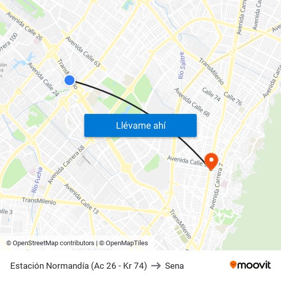 Estación Normandía (Ac 26 - Kr 74) to Sena map