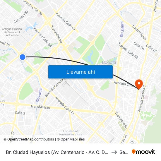 Br. Ciudad Hayuelos (Av. Centenario - Av. C. De Cali) to Sena map