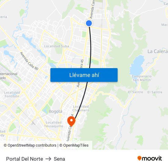 Portal Del Norte to Sena map