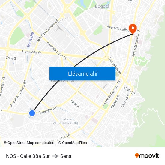 NQS - Calle 38a Sur to Sena map