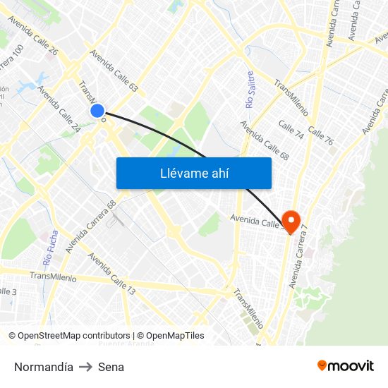 Normandía to Sena map