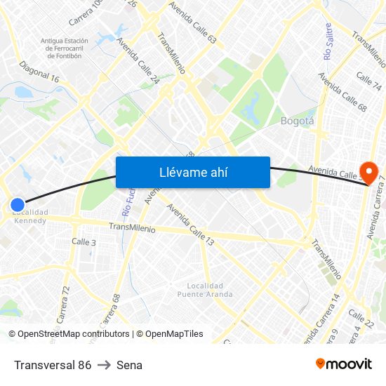 Transversal 86 to Sena map