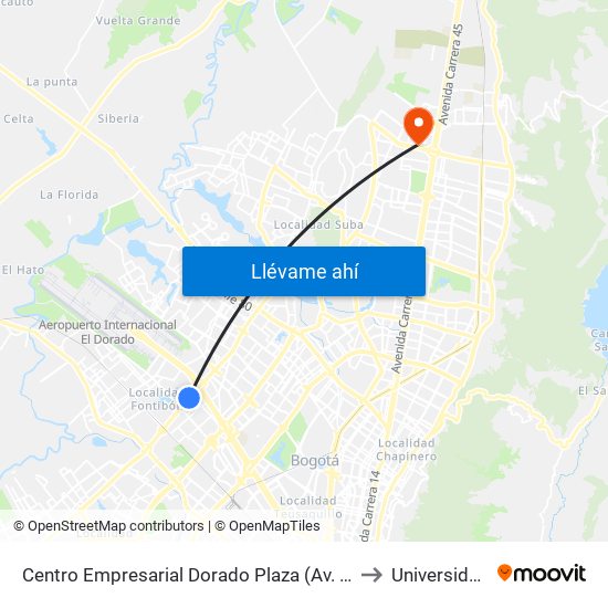 Centro Empresarial Dorado Plaza (Av. C. De Cali - Cl 25b) to Universidad Ecci map