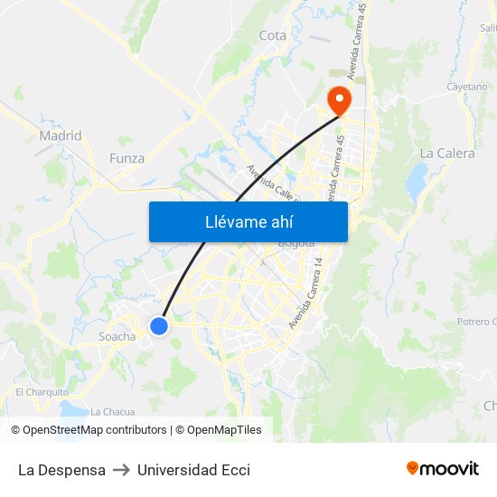 La Despensa to Universidad Ecci map