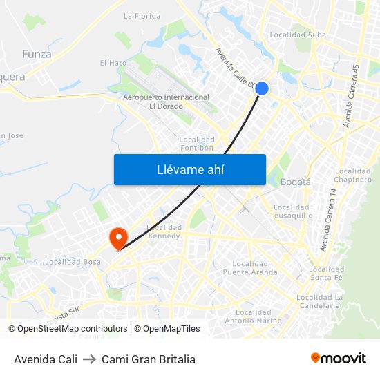 Avenida Cali to Cami Gran Britalia map