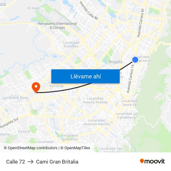 Calle 72 to Cami Gran Britalia map