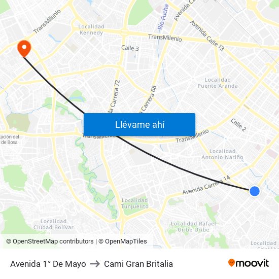Avenida 1° De Mayo to Cami Gran Britalia map