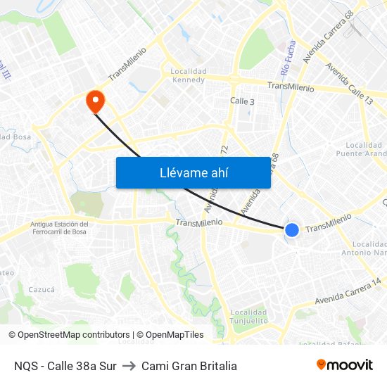 NQS - Calle 38a Sur to Cami Gran Britalia map